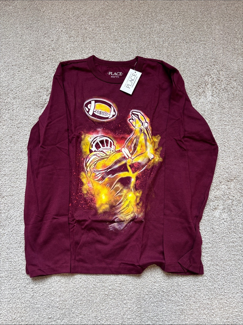 The Children's Place Maroon Tee Football Graphic